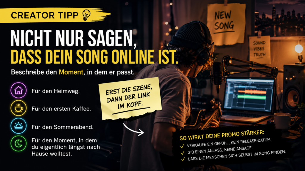 Hilft Musik-Creatorn, ihre Songs emotionaler und konkreter zu bewerben.