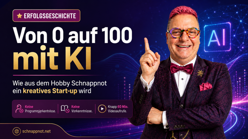 16:9-Newskarte im schnappnot_news_style: moderne, farbige und kontrastreiche Darstellung eines einzelnen kreativen Machers vor abstrakten KI-Datenlinien, Musik-Wellenformen und digitalen Produktionssymbolen; optimistisch, professionell und zukunftsgerichtet, keine reale Person, keine Markenlogos, ke