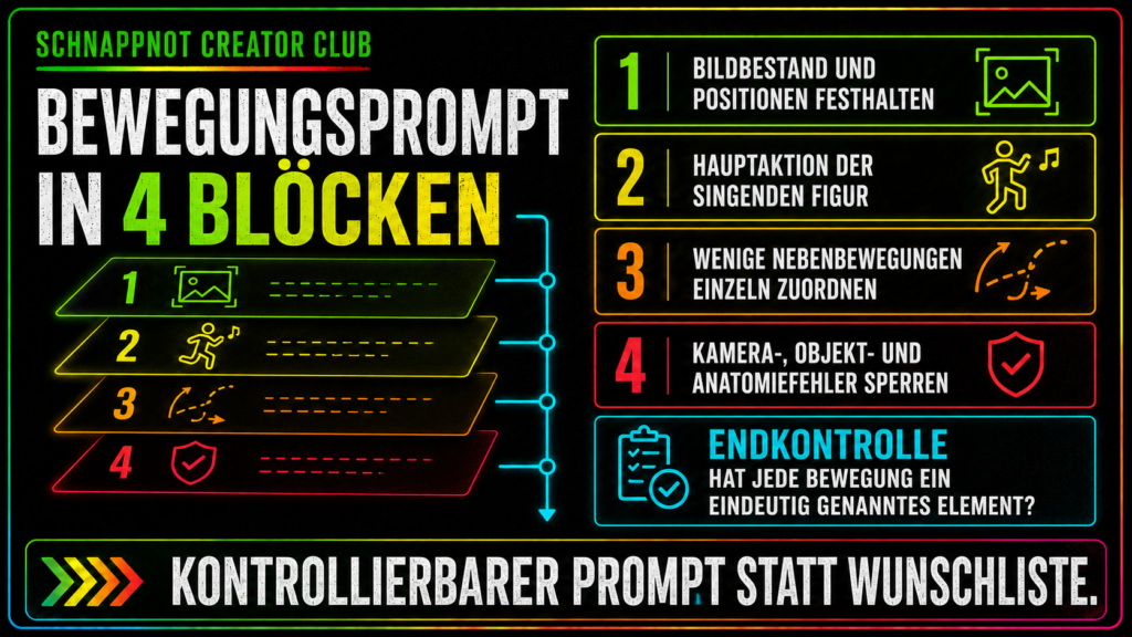 Die Blockstruktur verhindert widersprüchliche Befehle und zeigt bei einem Fehlversuch sofort, welcher Teil des Prompts nachgeschärft werden muss.